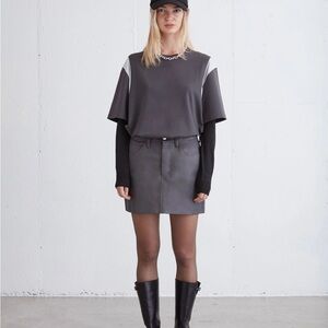 Oak + Fort Vegan leather mini skirt